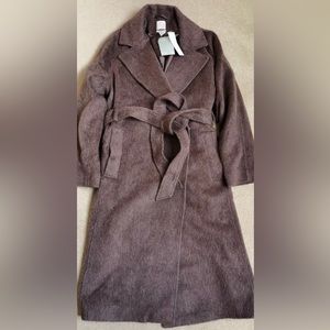 NWT H&M Wool Winter Premium Italian fabrics brown Coat Overcoat Topcoat sz L-XL